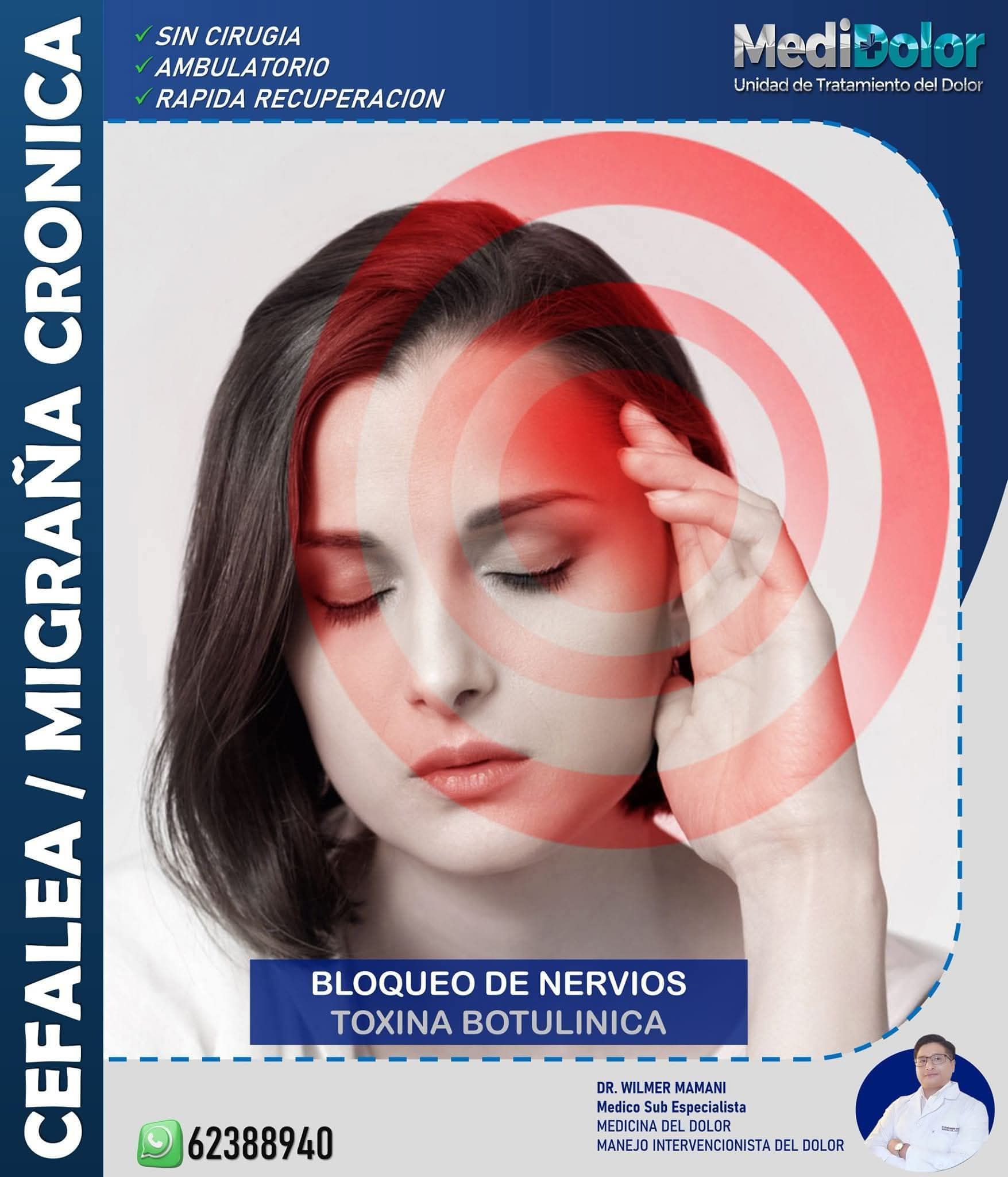 Medicina de Dolor - Dr. Wilmer Mamani Facebook ad: ¿CEFALEA y MIGRAÑA CRONICA?