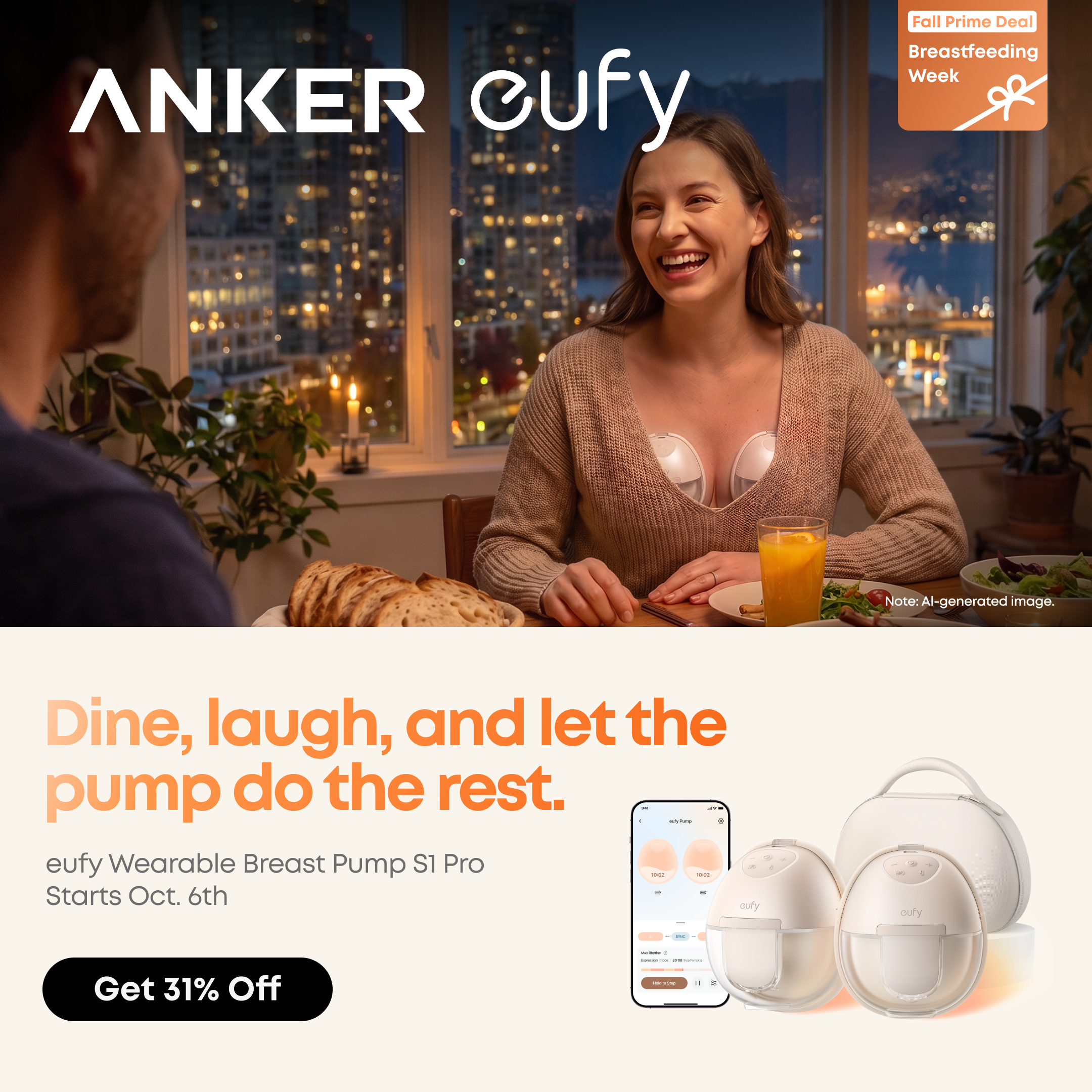 eufy Facebook ad: Enjoy life, keep pumping.