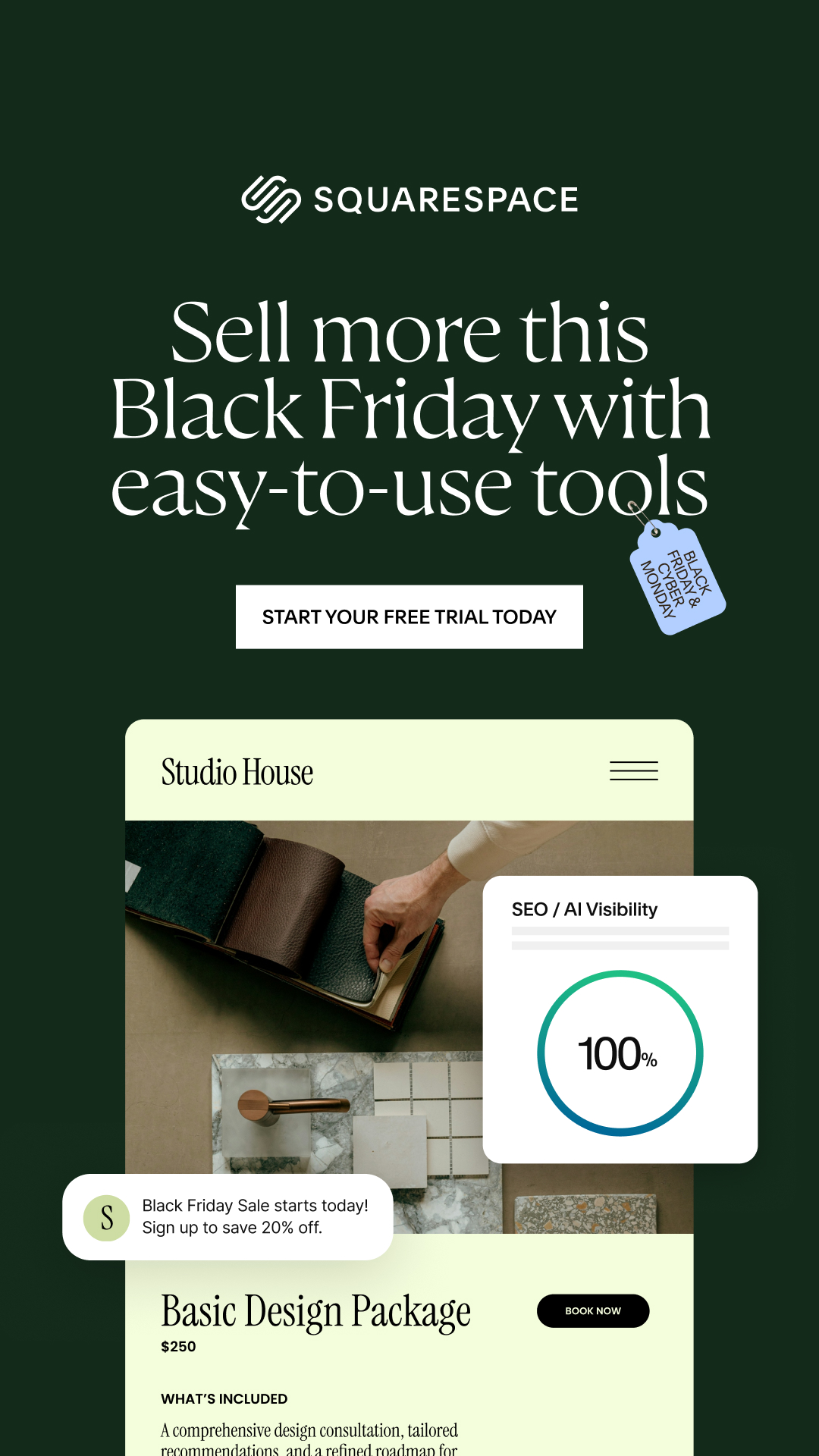 Squarespace Facebook ad: Get ready for peak selling season