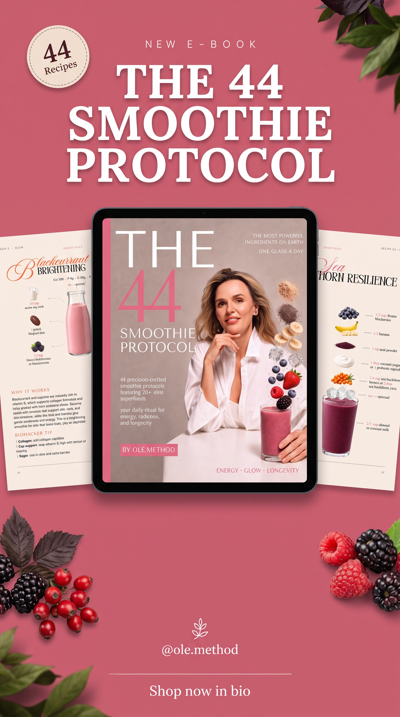Ole.method Facebook ad: The 44 Smoothie Protocol.