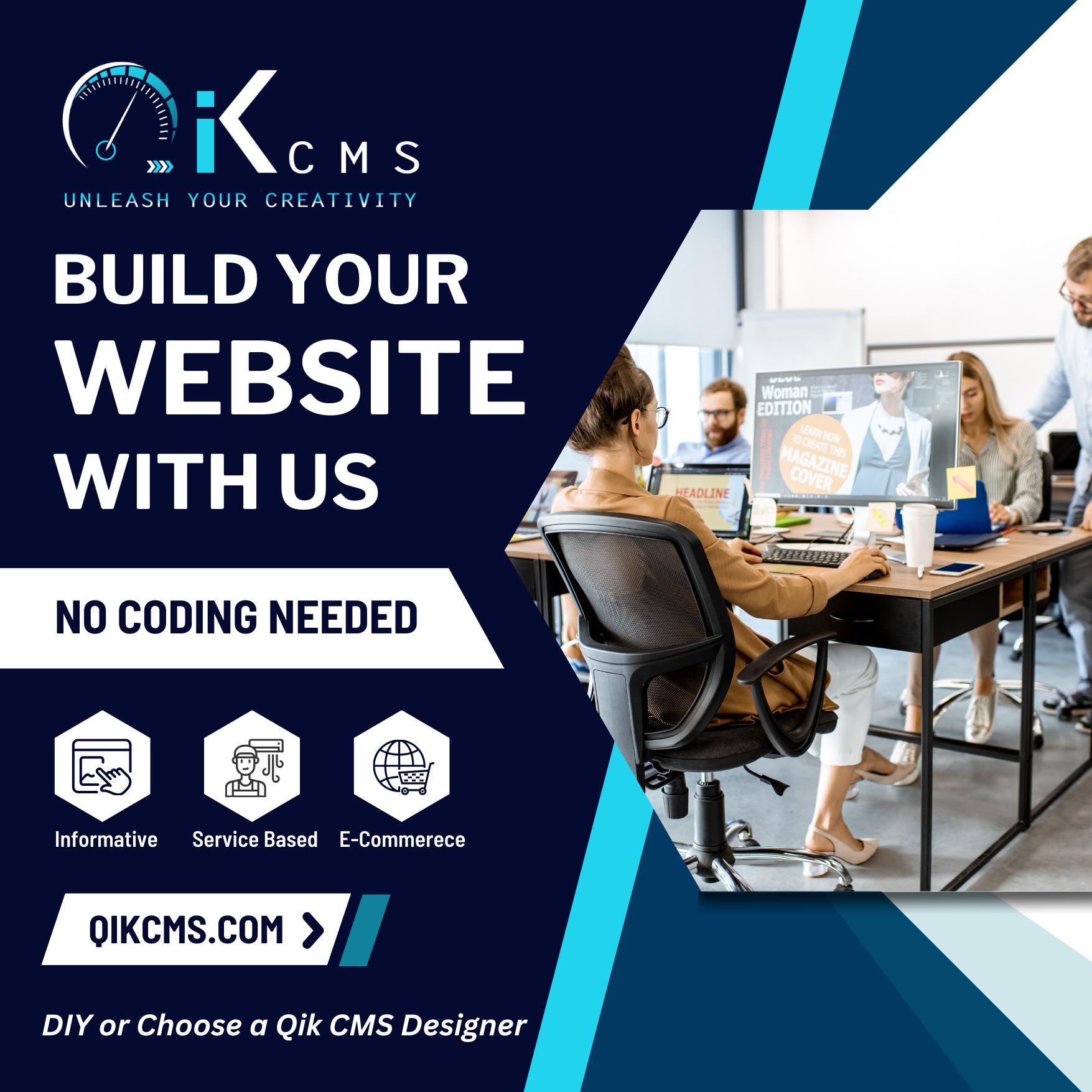 Qik CMS Facebook ad: Simplified Website Design with Qik CMS!