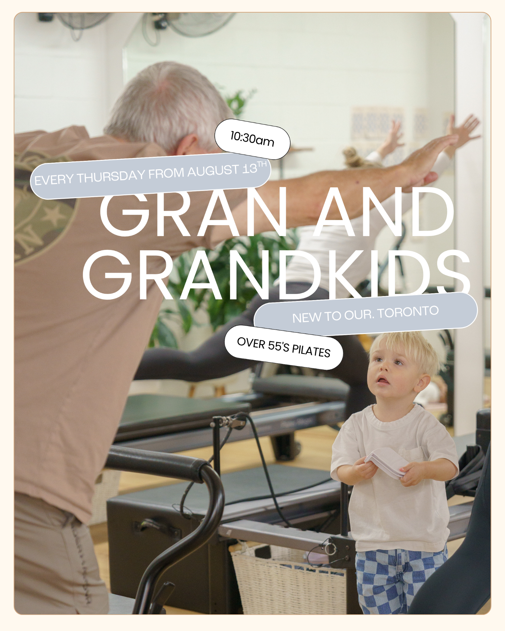 OUR. Pilates Co Facebook ad: A Pilates Class Designed For Over 55s
