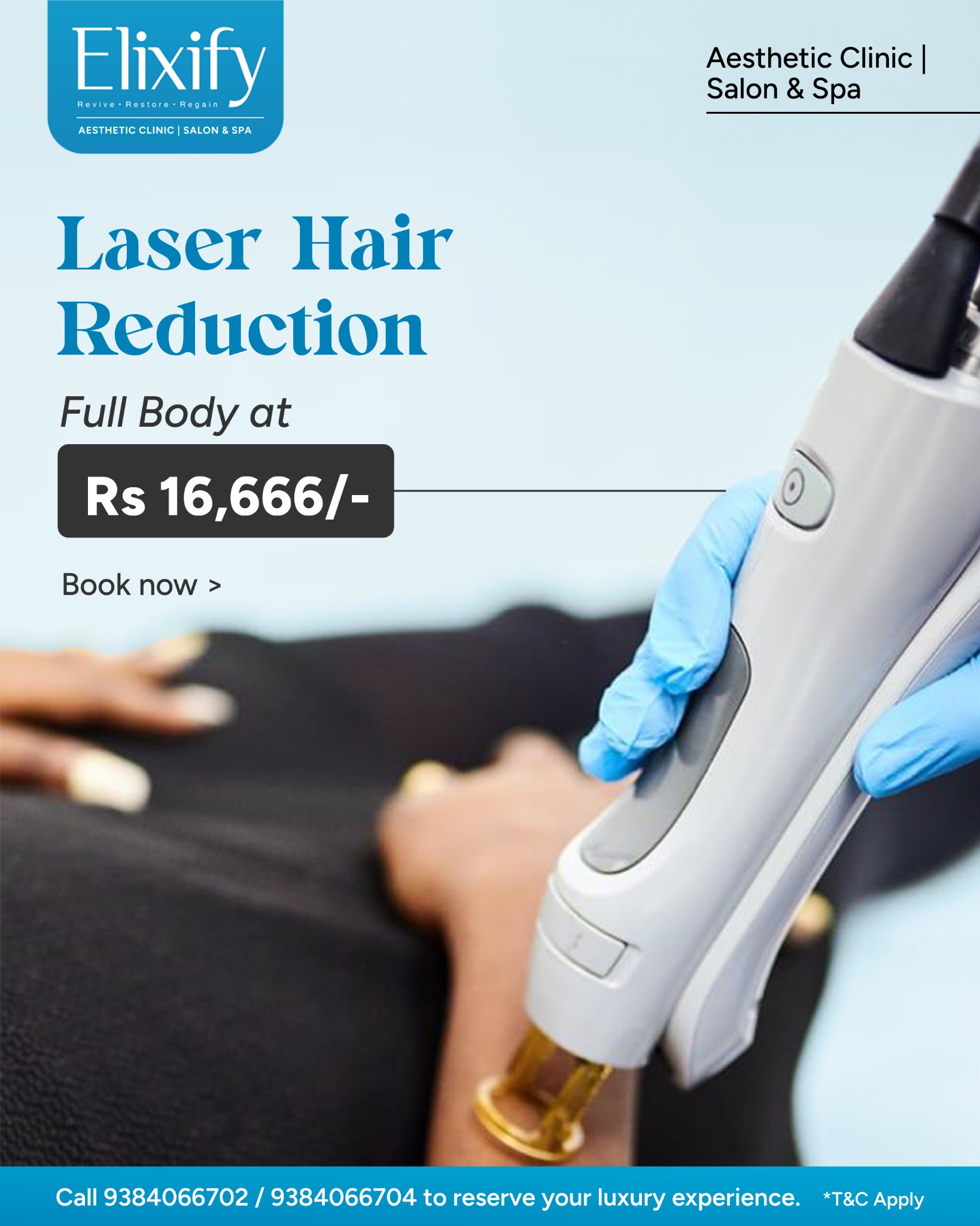 Elixify- Hair, Skin and Slimming Clinic Facebook ad: Full Body Laser at ₹16,666