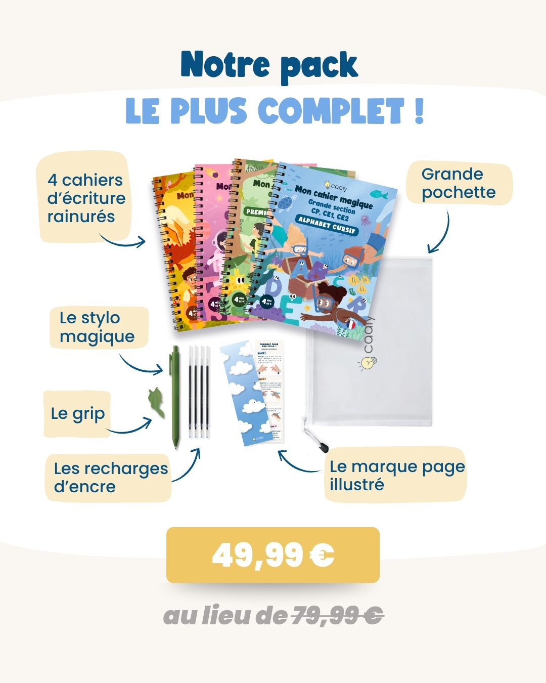 Caaly Facebook ad: LES CAHIERS CURSIFS RAINURÉS