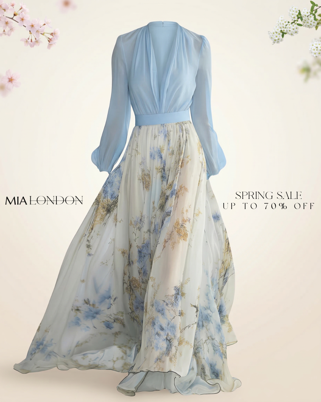 MIA London Facebook ad: Effortless Elegance, Now Up To 70% Off