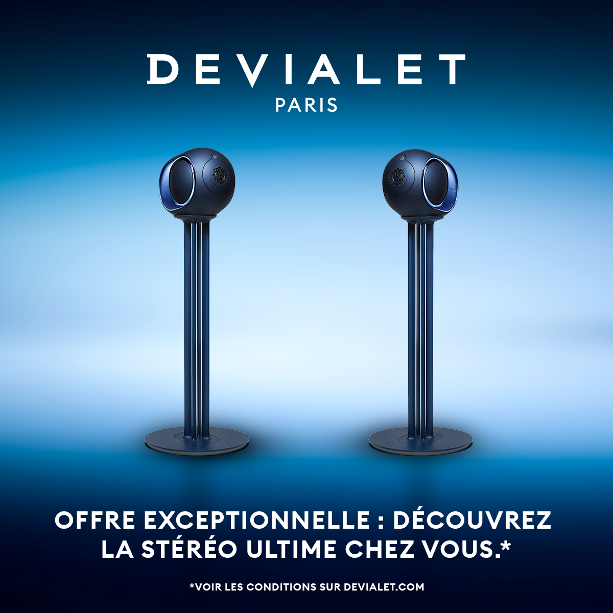 Devialet Facebook ad: L’expérience stéréo. Tarif exceptionnel.