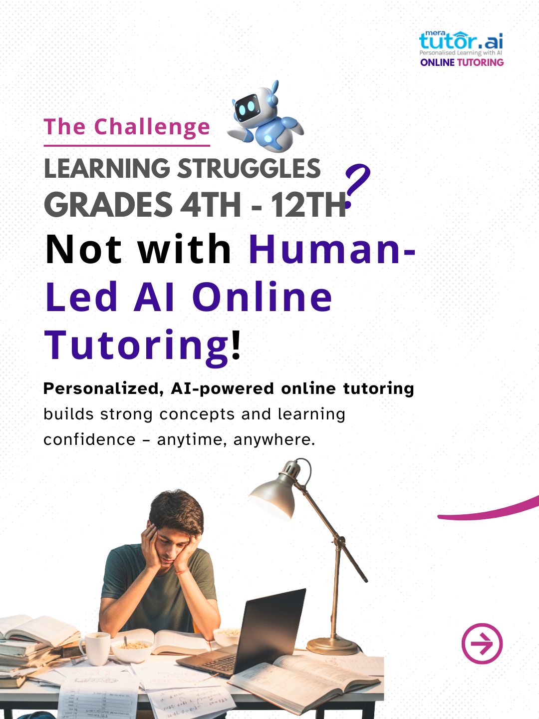 MeraTutor.AI Facebook ad: Only tuitions don’t make self-learners.