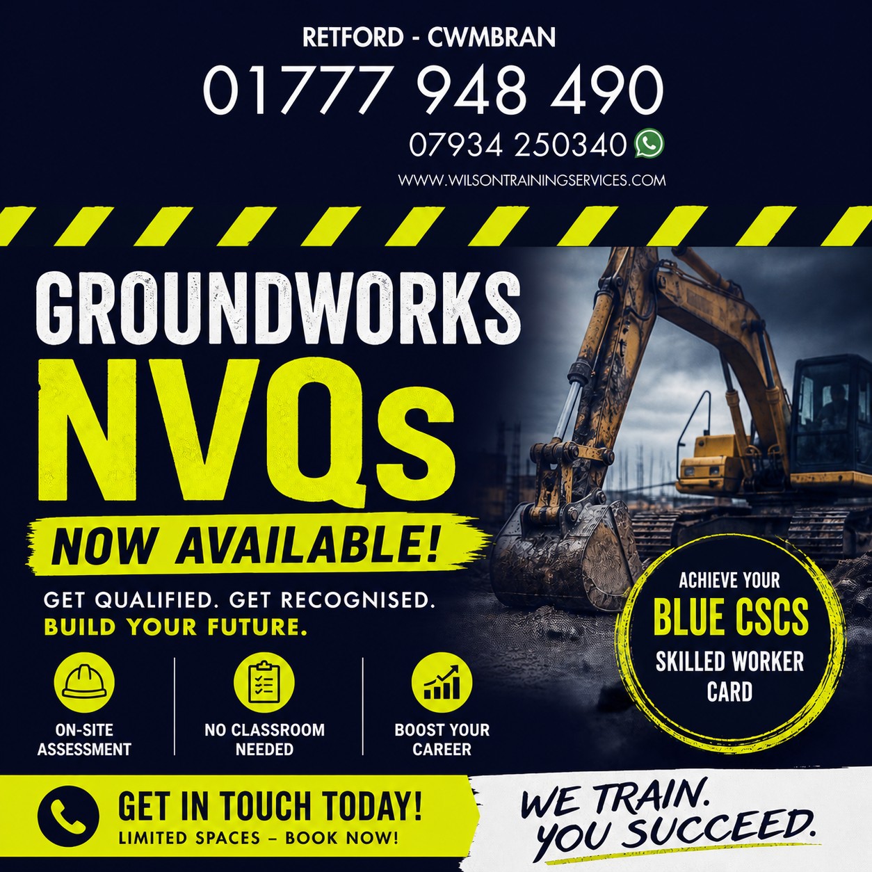 Wilson Training Services Ltd Facebook ad: Groundworks NVQs NOW AVAILABLE