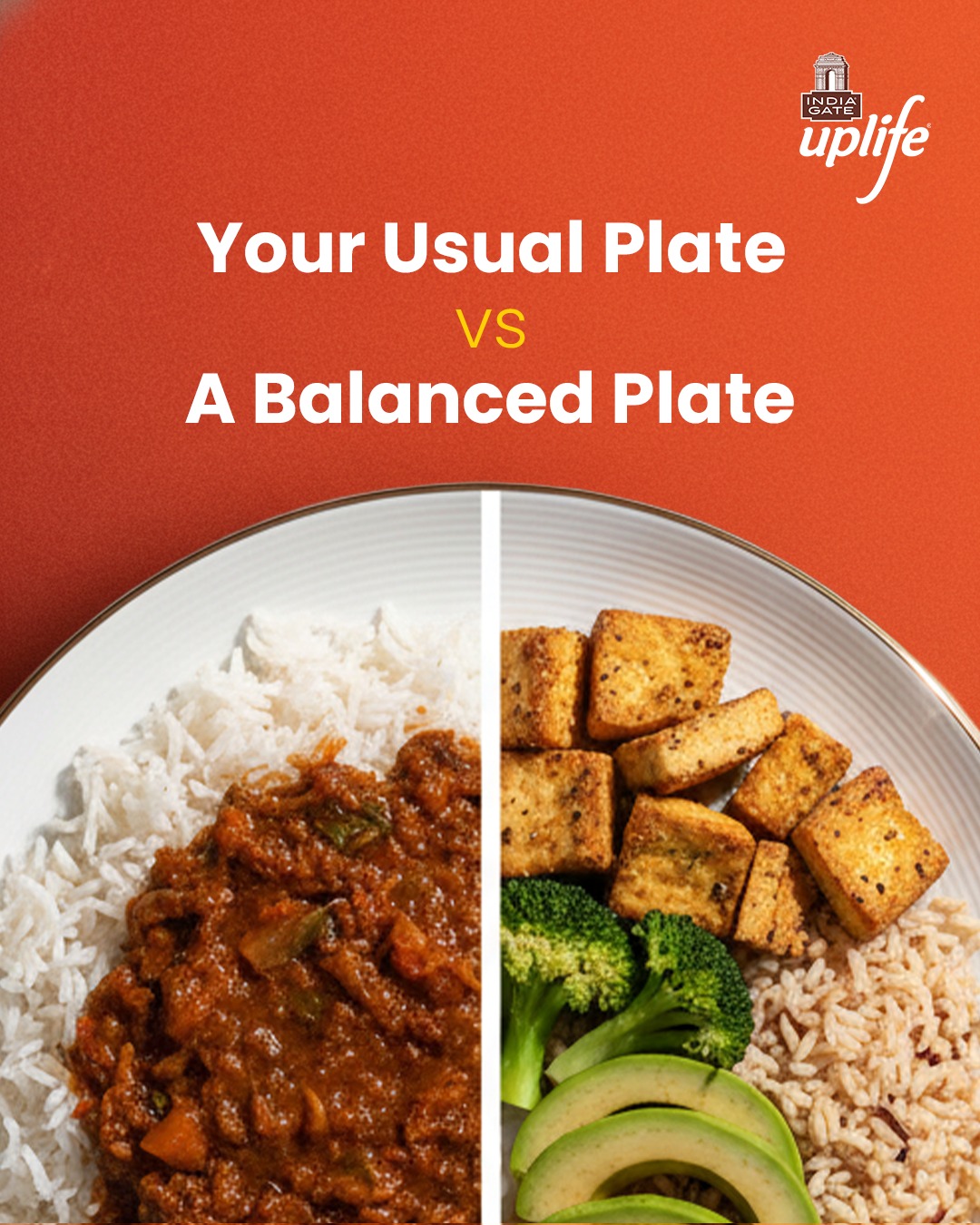 India Gate Uplife Facebook ad: We all have a typical plate, just make…