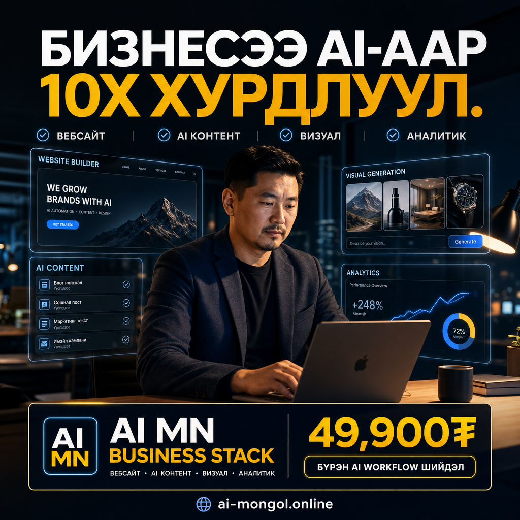 Artificial Intelligence Mongolia Facebook ad: одоо татаж авах