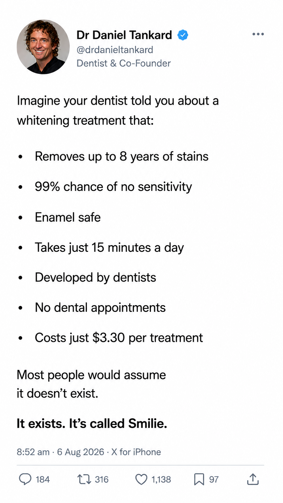 Dr. Daniel Tankard Facebook ad from Aug 5, 2026