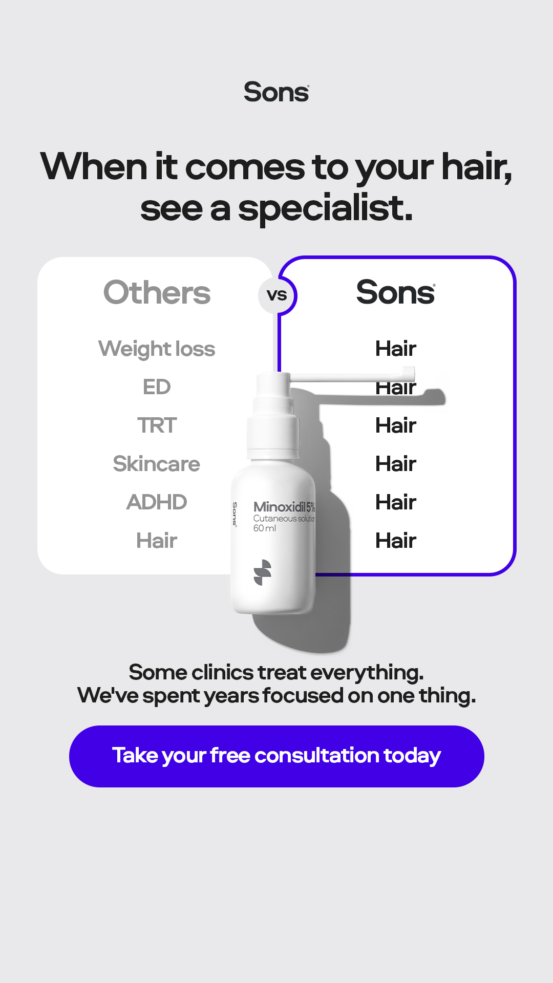 Sons Facebook ad: Your hairline. Your call.