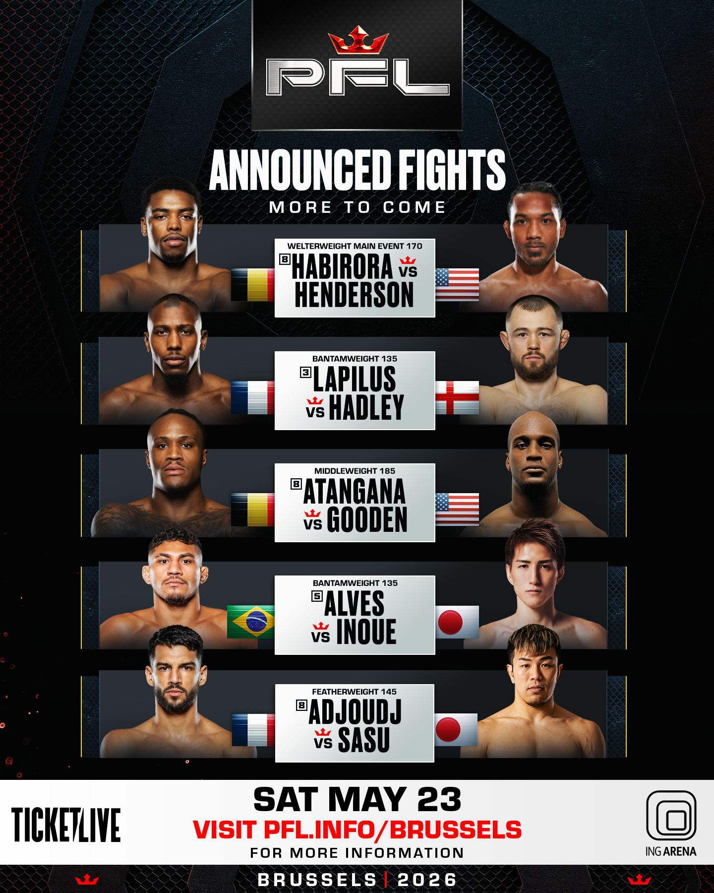 PFL MMA Facebook ad: PFL BRUSSELS ÇA VA ÊTRE DU LOURD