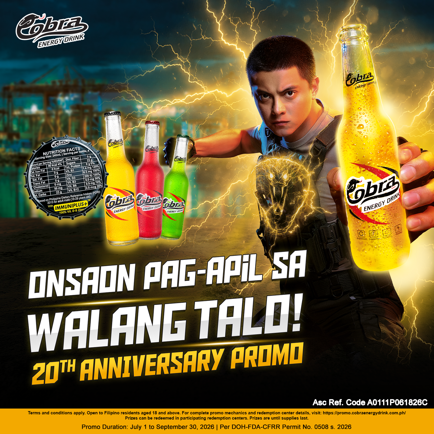 Cobra Energy Drink Facebook ad: 3 ra ka STEPS para sa Cobra WALANG…