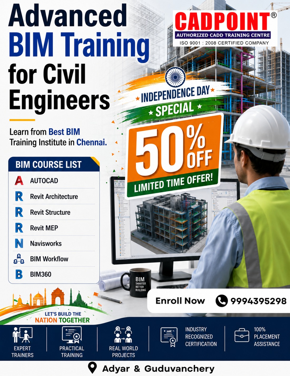 CAD Point Guduvancherry Facebook ad: Independence Day Special, 50% OFF BIM Course