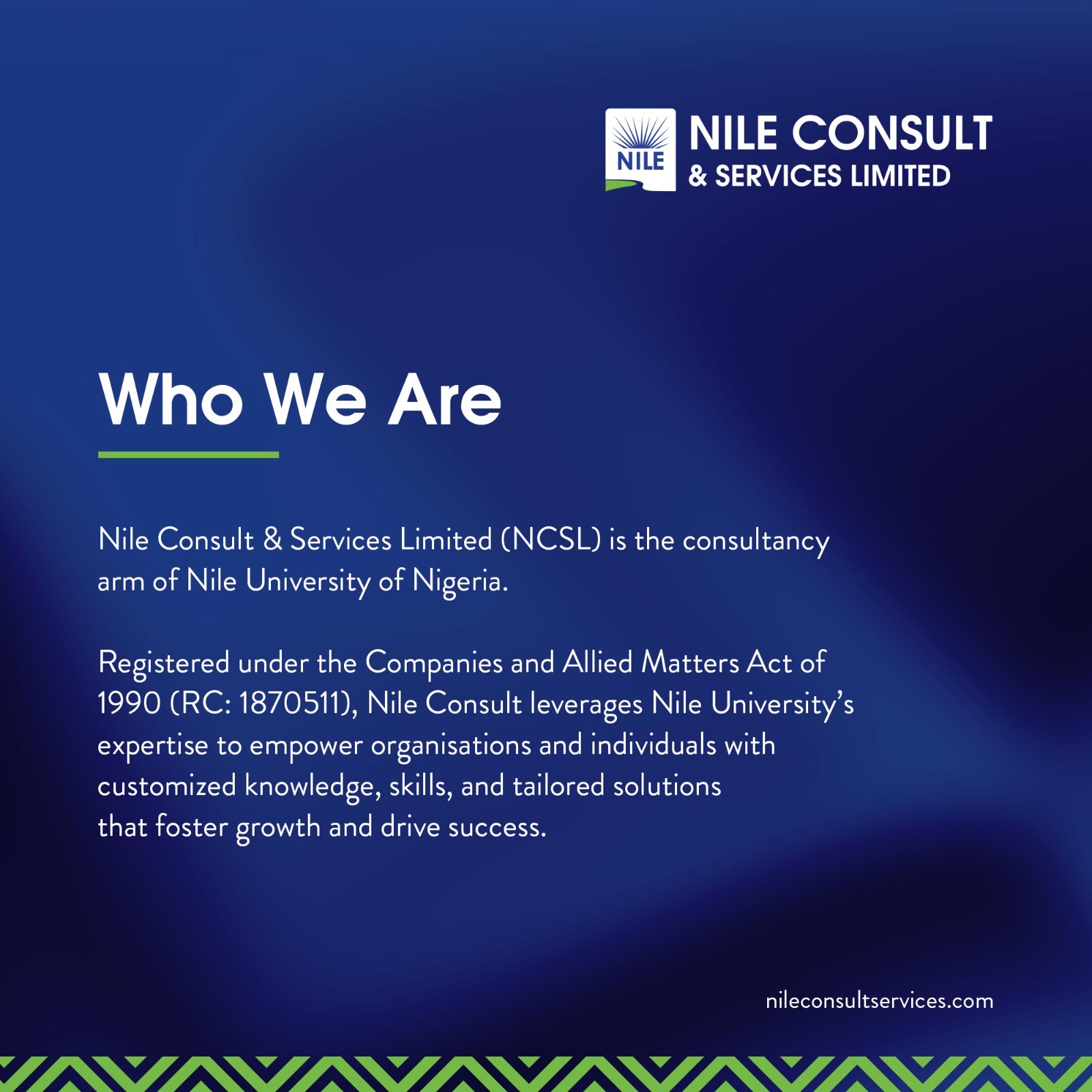 Nile Consult Facebook ad: Nile Consult and Services Limited is the consultancy…