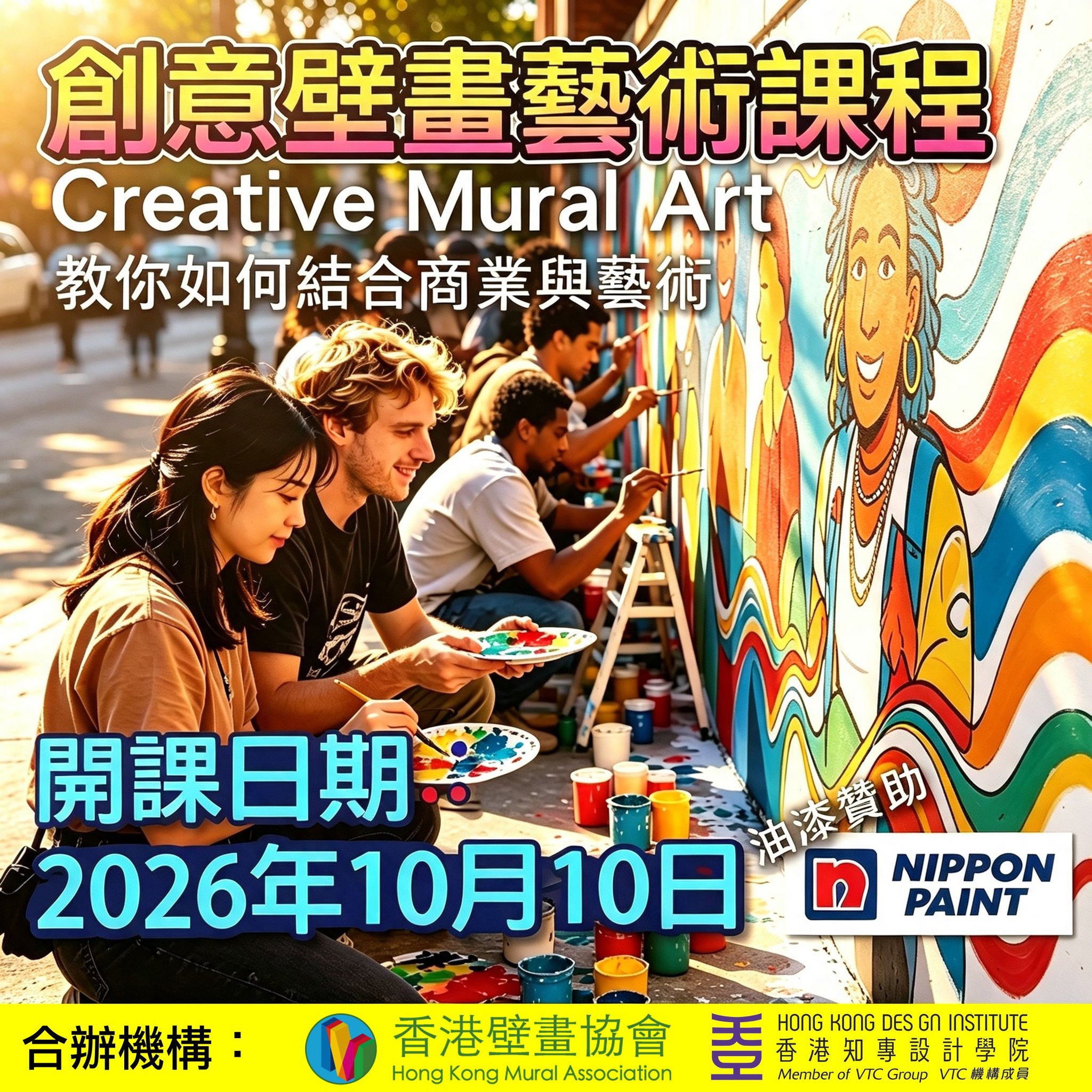 香港壁畫協會 Facebook ad: 10月創意壁畫藝術課程|正式招生 掌握壁畫接案秘笈