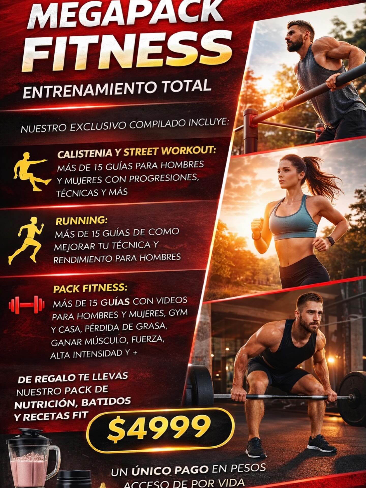 fitnormal40 Facebook ad: *IMPERDIBLE* El pack fitness premium incluye +25 packs…