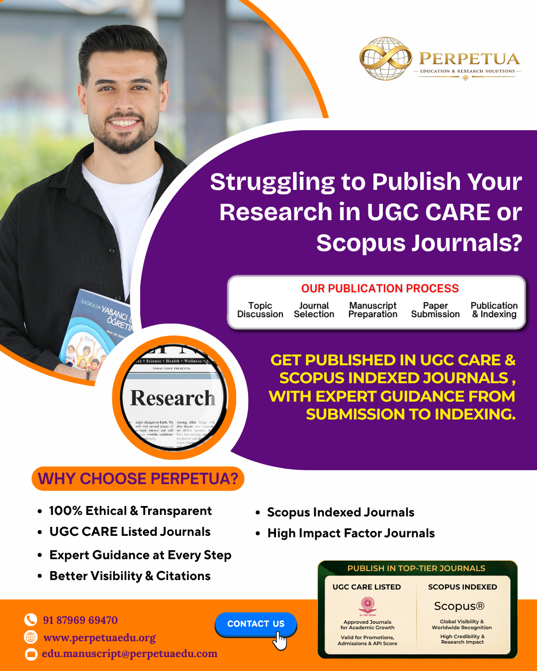 Perpetua Education & Research Solutions Facebook ad: Get Expert Support for Your Research