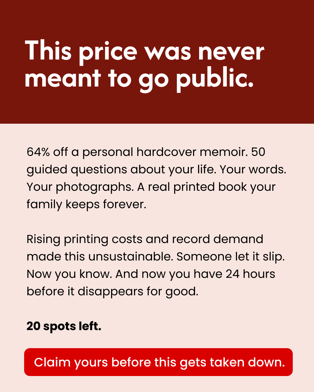Memowrite Facebook ad