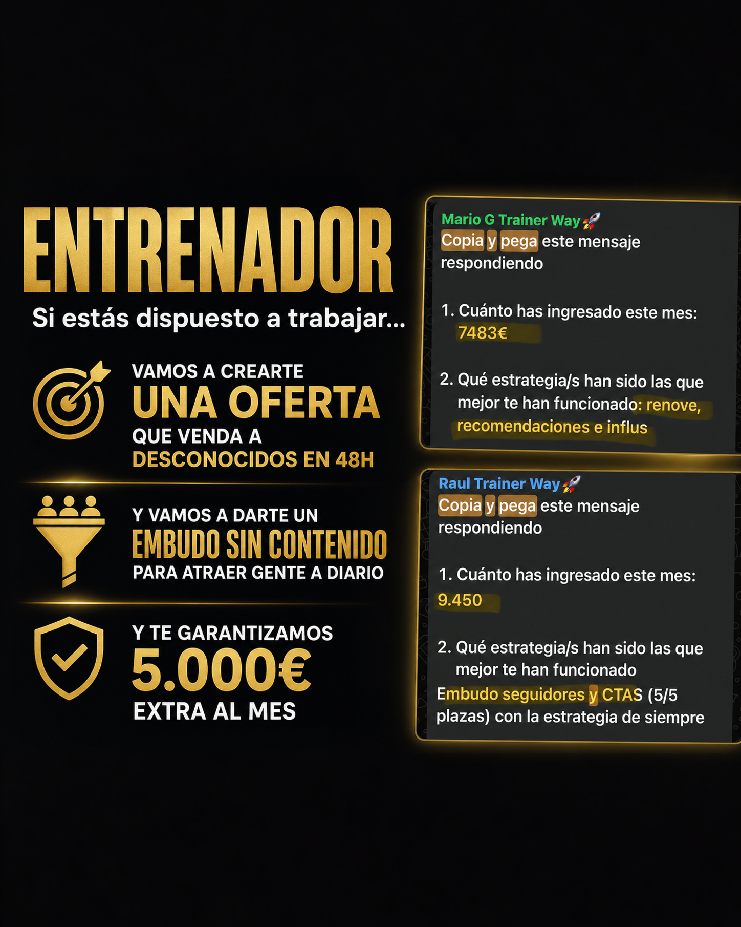 Dani Penas - Trainer Way Facebook ad: 5000€ extra al mes o te damos los clientes
