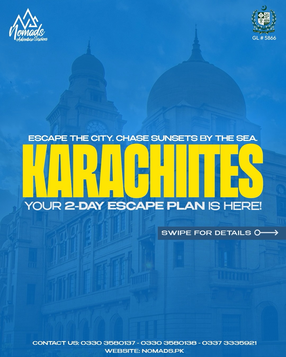 Nomads Adventure Services Facebook ad: Escape the city, breathe by the sea