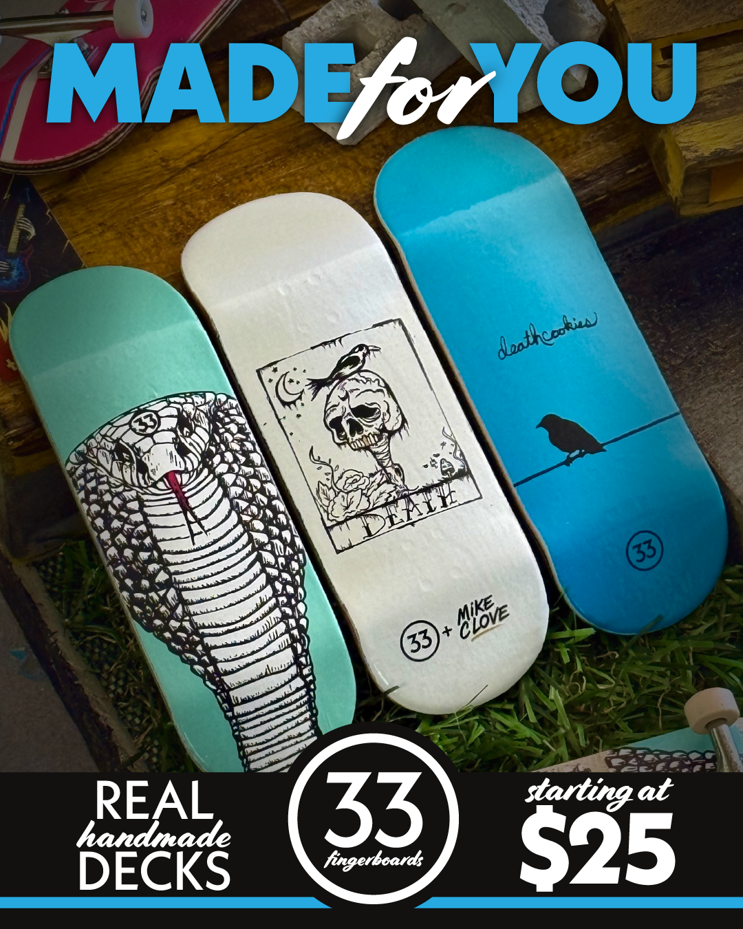 33Fingerboards Facebook ad: Handmade Fingerboards