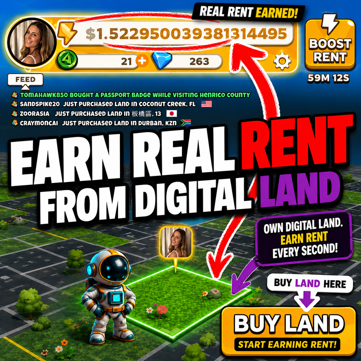 Atlas Earth Facebook ad: Download and Earn