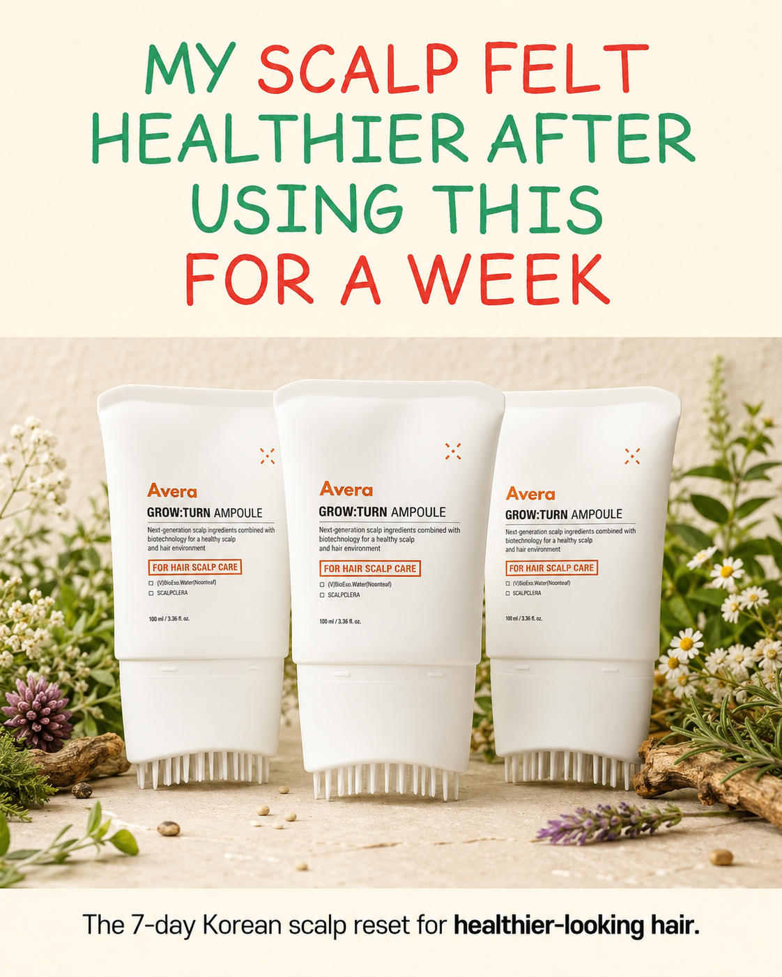 Avera Facebook ad: Korea's #1 Hair Growth Serum