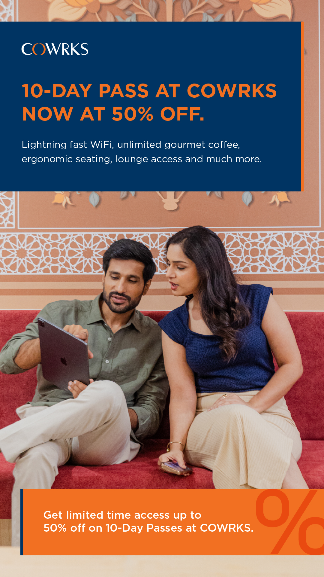 COWRKS Facebook ad: Flexible Workspace. No Monthly Commitment.