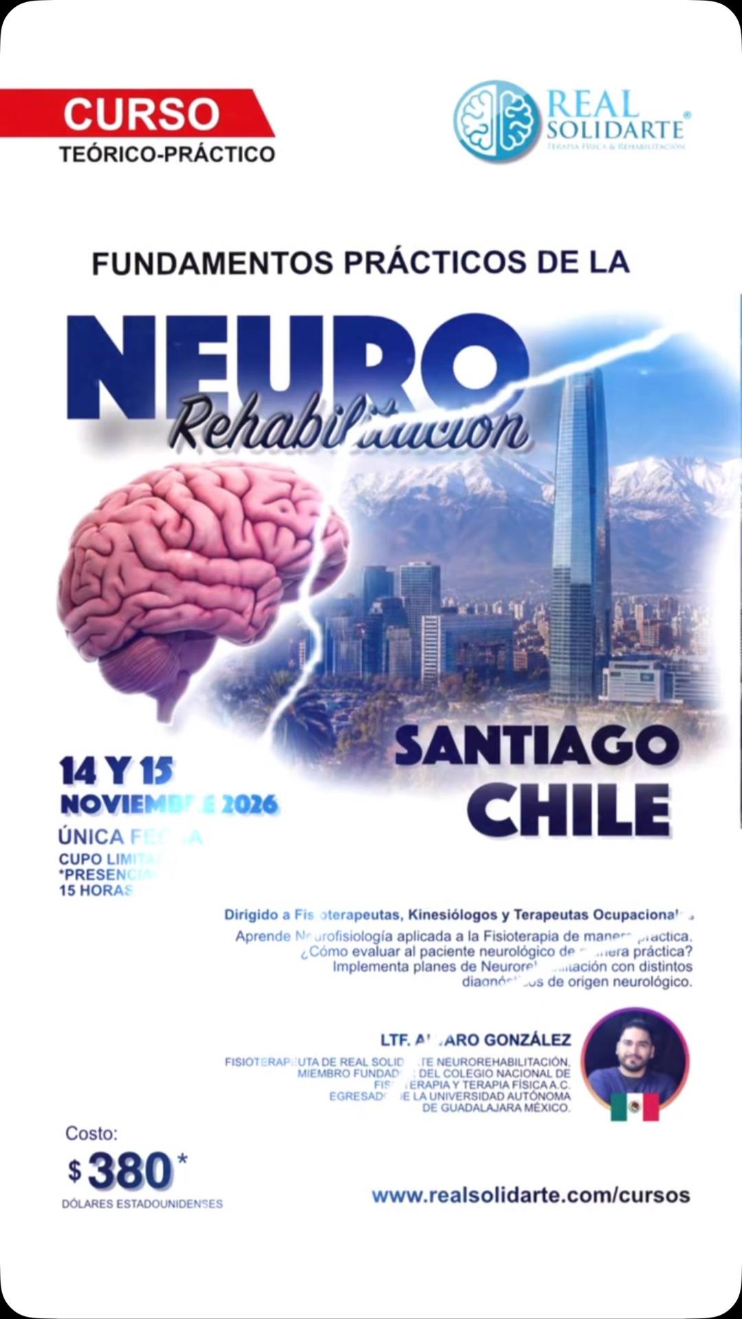 Real Solidarte Neurorehabilitación Facebook ad: Curso de Neurorehabilitación en Santiago de Chile 2026.