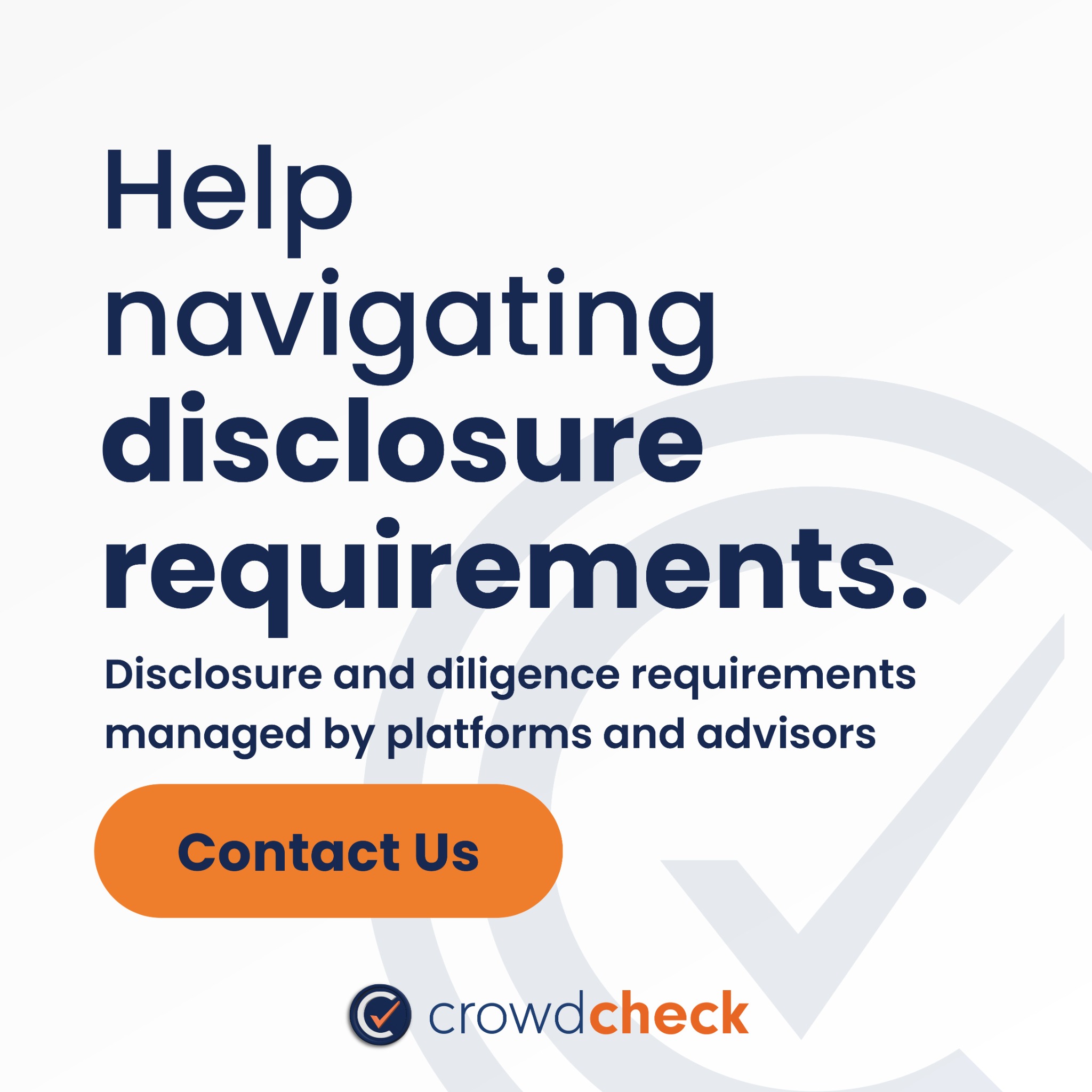 CrowdCheck Facebook ad: Help Navigating Disclosure Requirements