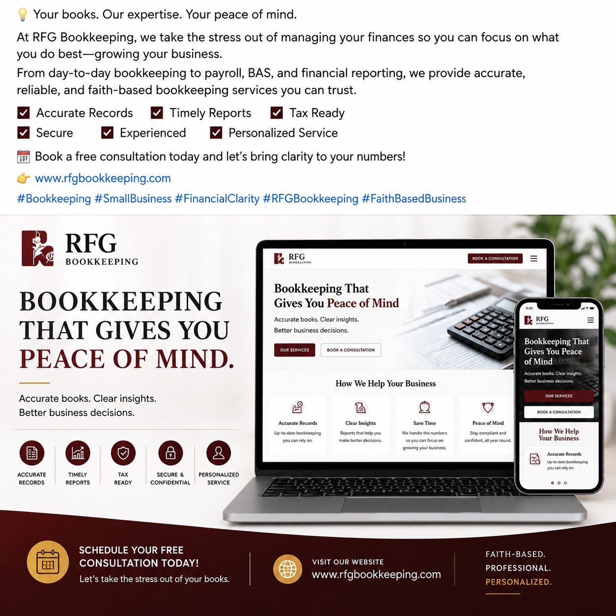 RFG Bookkeeping Facebook ad: RFG Bookkeeping | Professional Bookkeeping Services