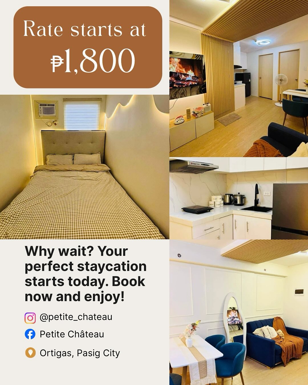 Petite Château Facebook ad: Looking for a staycation in the heart of the city?