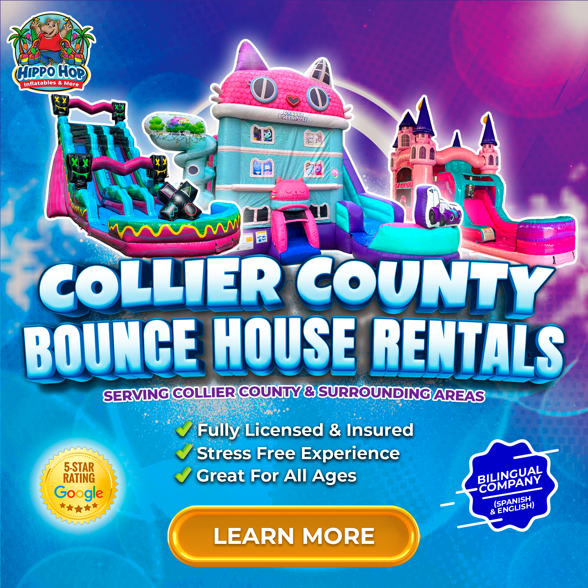 Hippo Hop Inflatables and More LLC Facebook ad: SAVE YOUR DATE NOW!