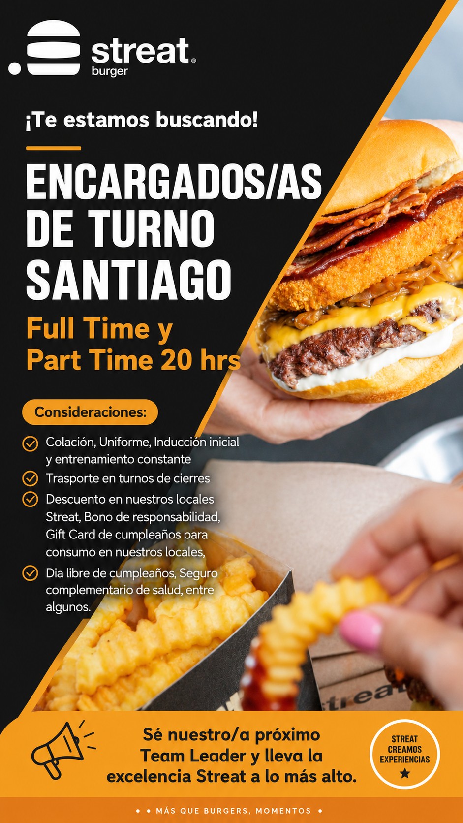 Streat Burger Facebook ad: Postula Hoy Súmate a Streat