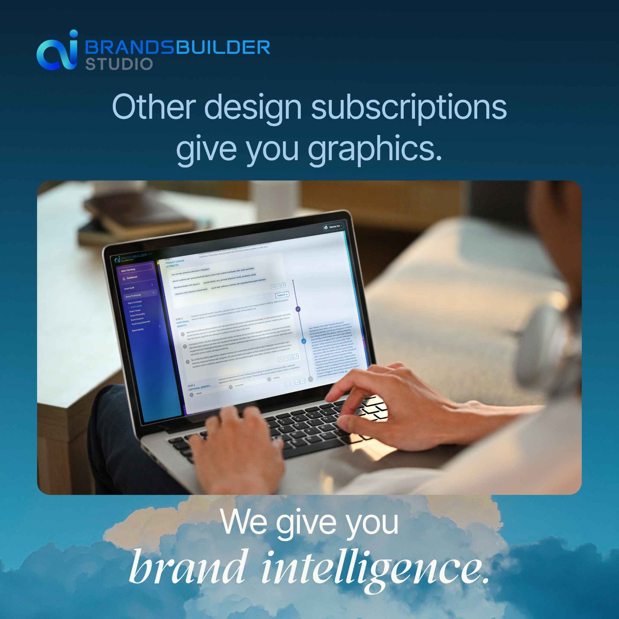 BrandsBuilder.ai Facebook ad: Most design subscriptions give you a designer.