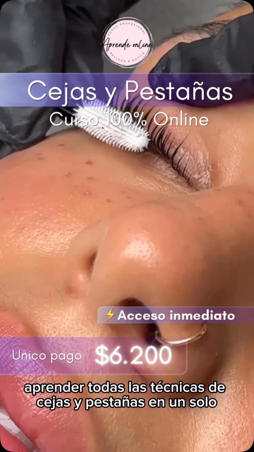 Cursosdebelleza.online. Facebook ad: Aprendé Cejas y Pestañas desde cero.