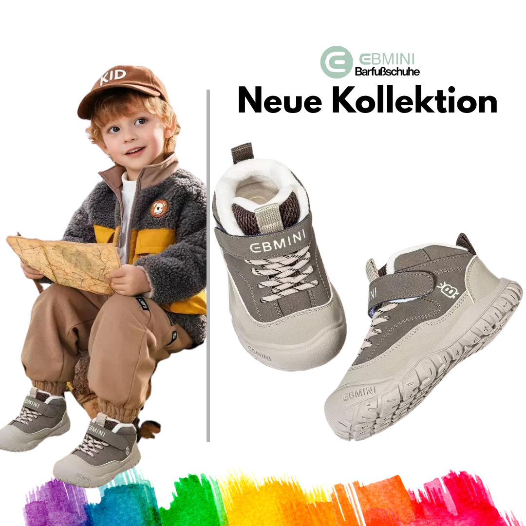 Ebmini - Kids Facebook ad: EBMINI Barfußchuhe, die Kindern Freiheit schenken.