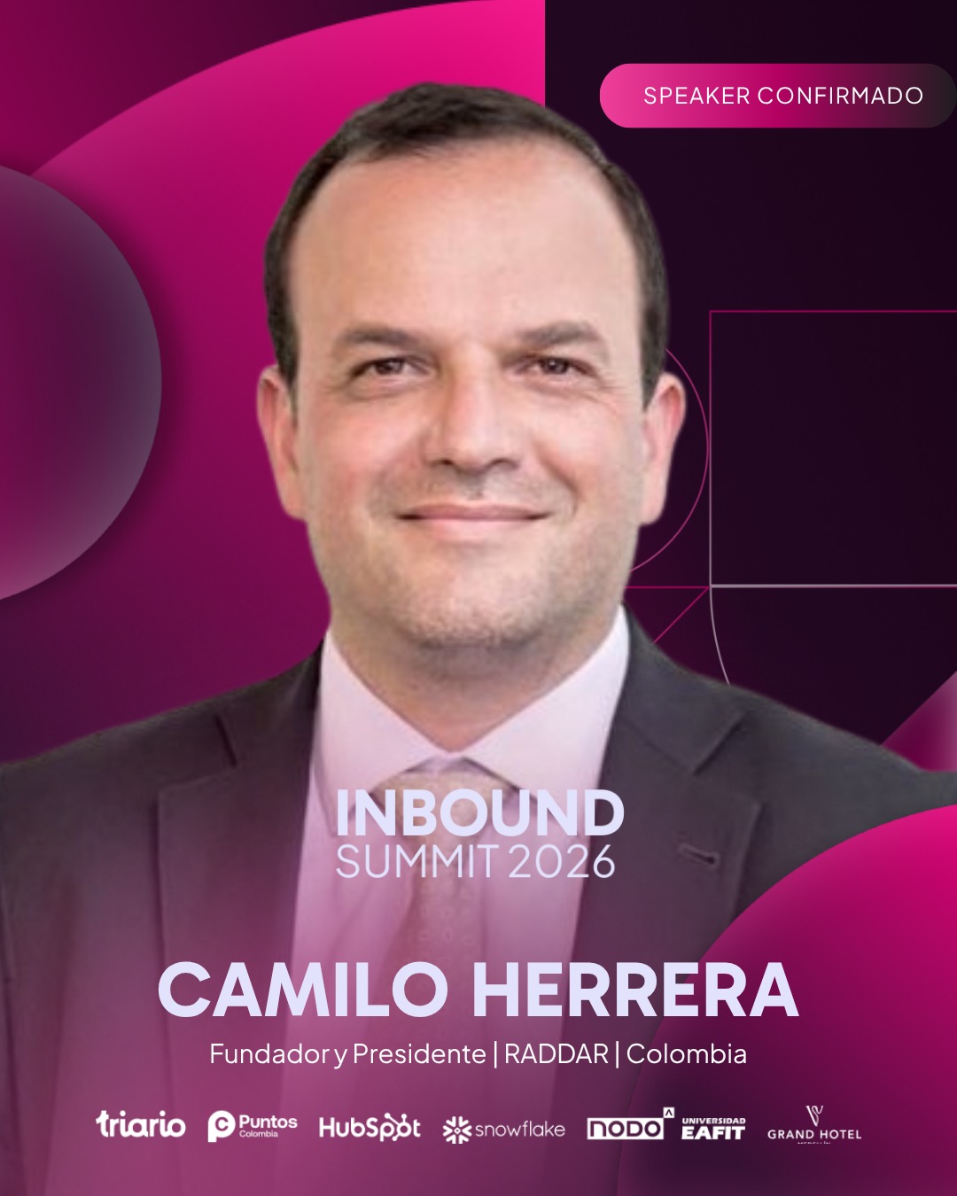 Triario Facebook ad: ¡Camilo Herrera confirmado para Inbound Summit 2026!