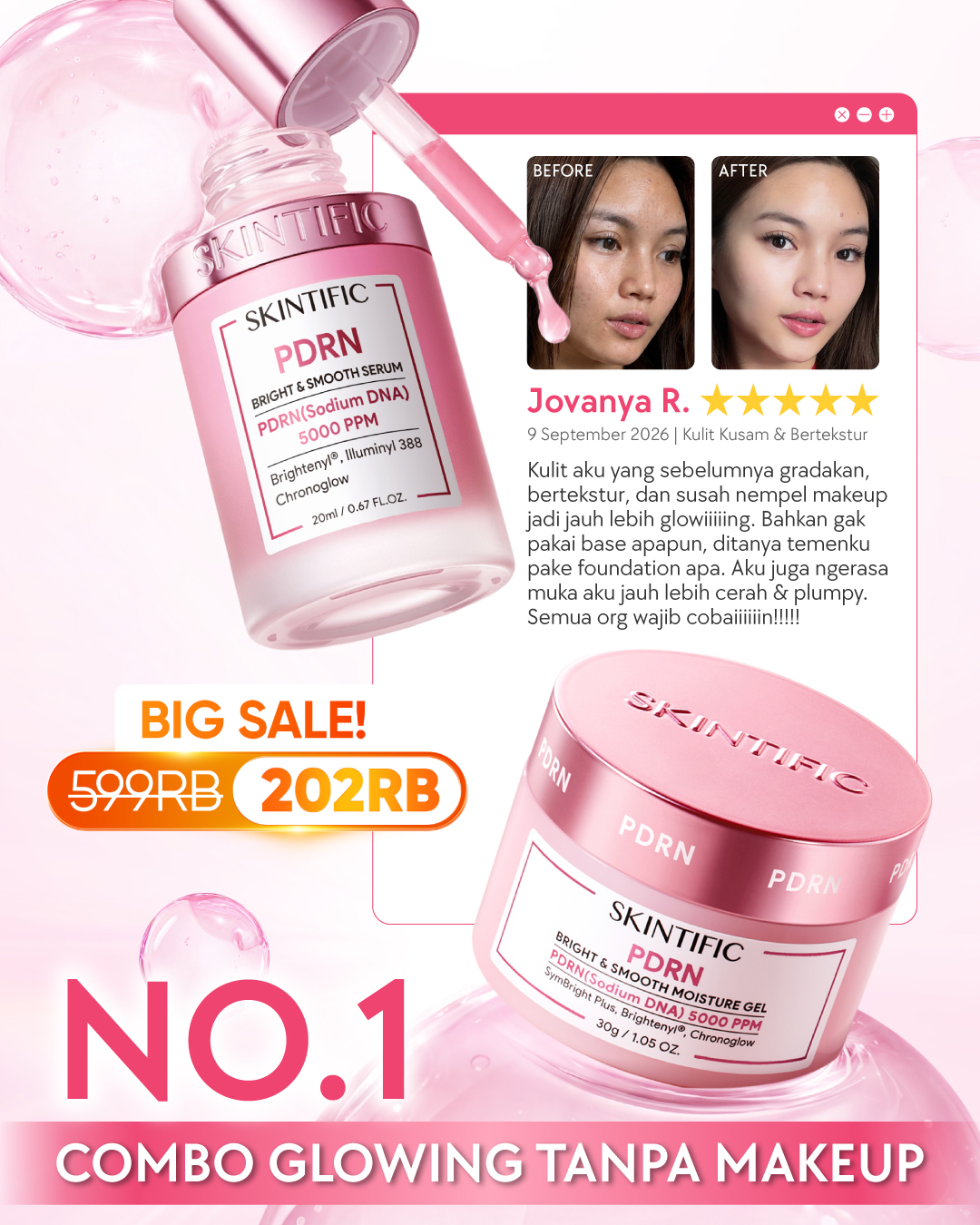 Skintific Outlet Facebook ad: PDRN SERUM, RAHASIA GLASS SKIN!