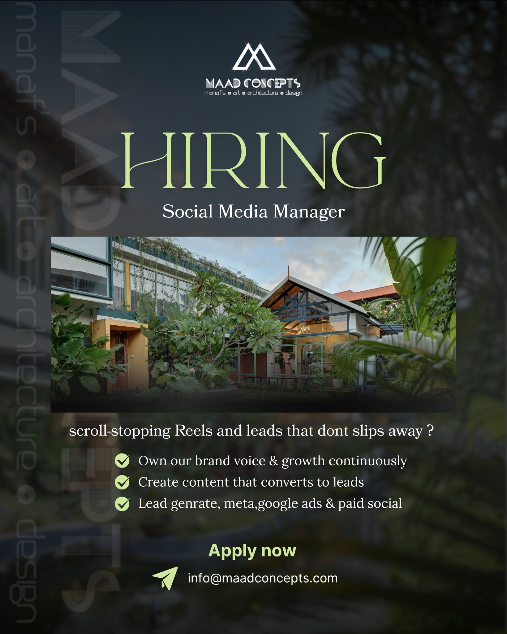 MAAD Concepts Facebook ad: Hiring: Social Media & Performance Marketer