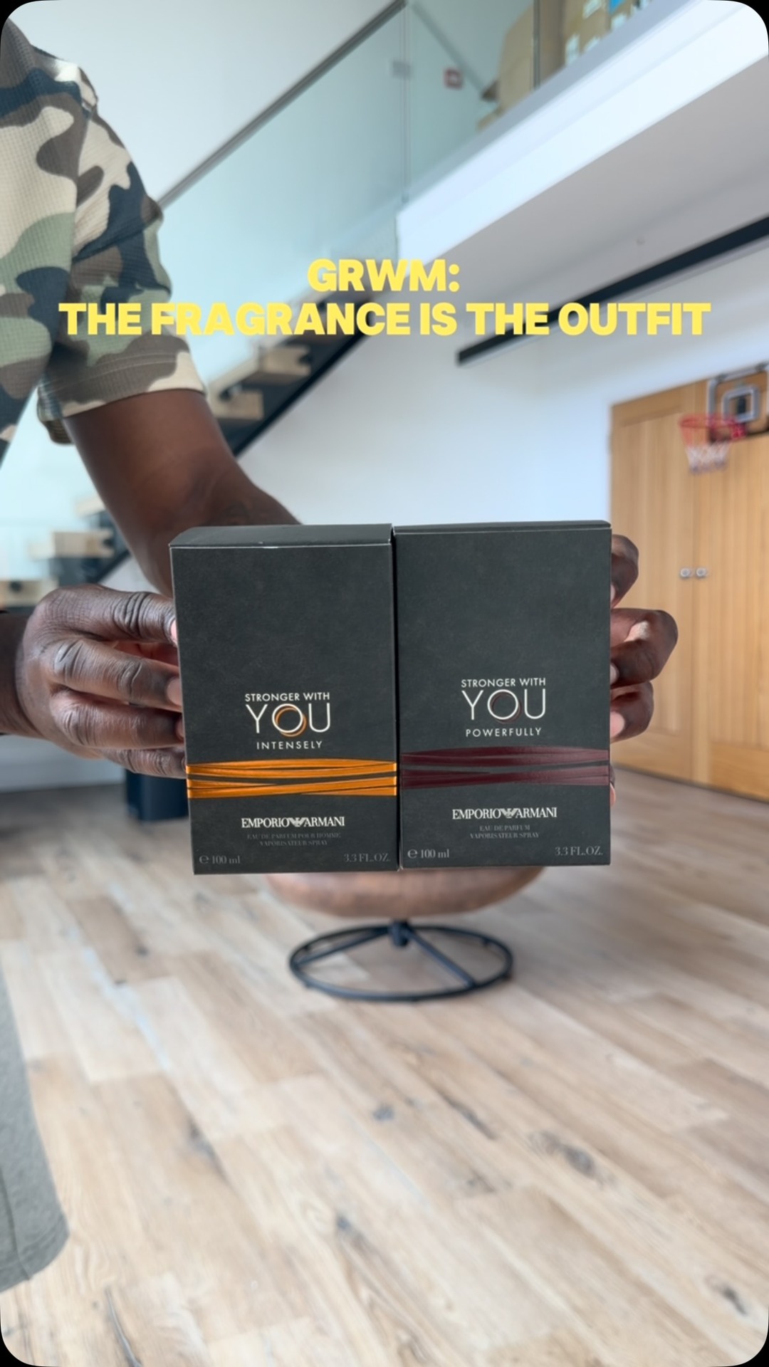 Armani beauty Facebook ad: ad The fit sets the vibe, the fragrance…