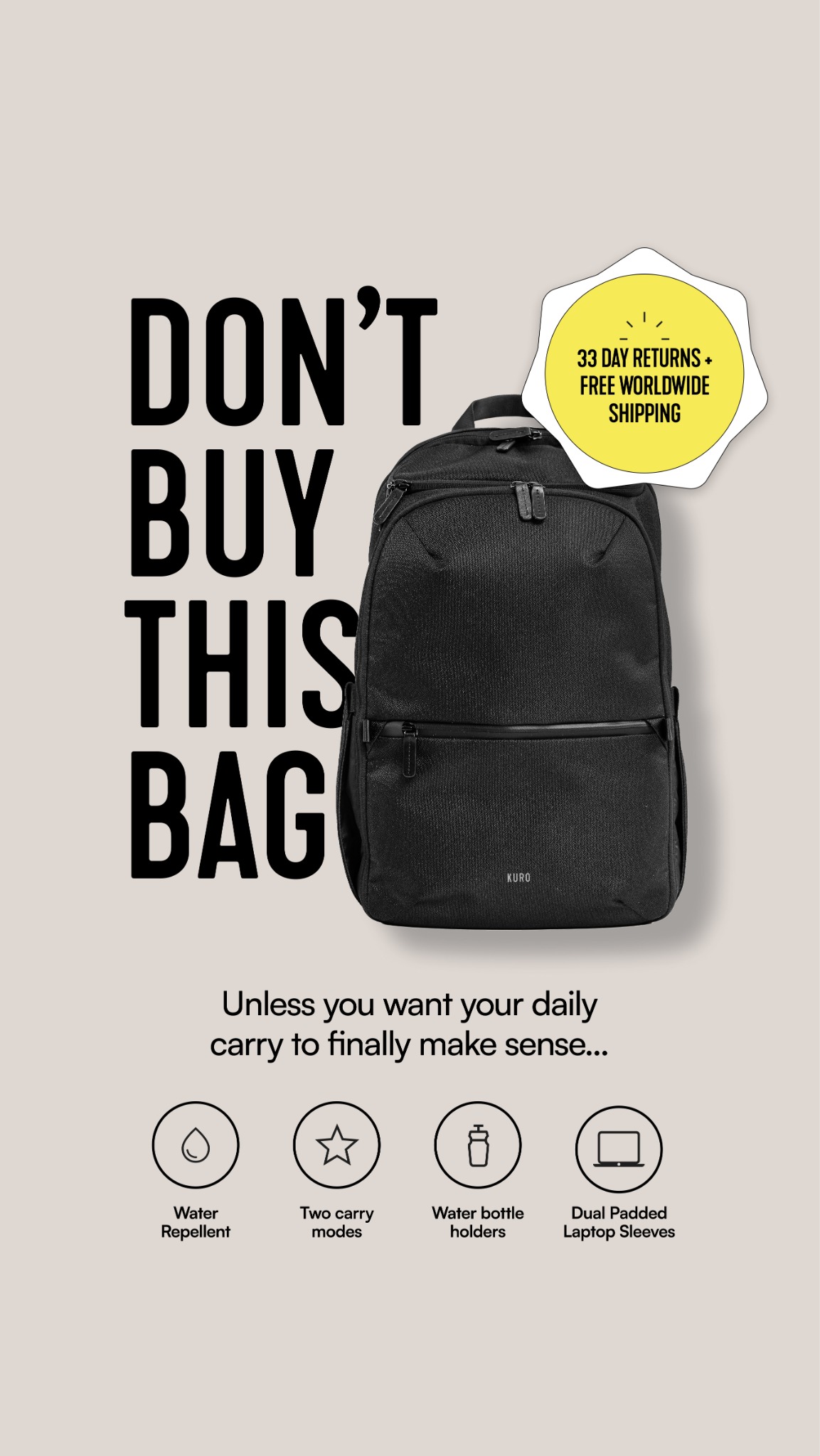Kuro Essentials Facebook ad: Get a Free Sling + 20% Off this Valentine