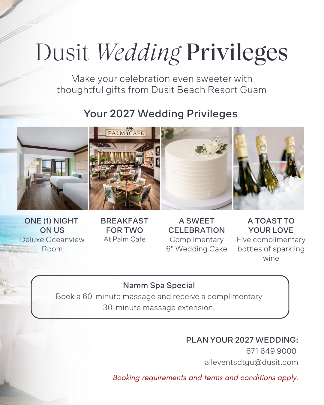 Dusit Beach Resort Guam Facebook ad: Wedding Bliss with 5-Star Perks