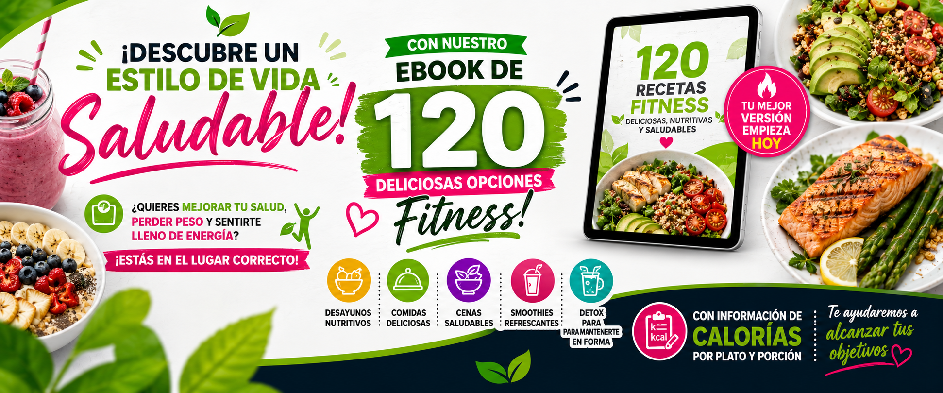 120 Recetas para bajar de peso y desinflamar Facebook ad: Plan de 21 días fit