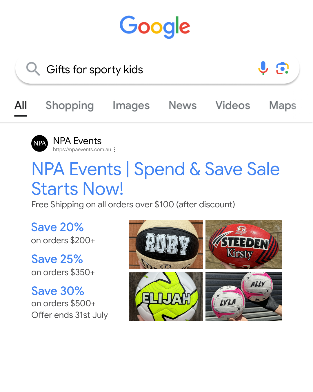 NPA Events Australia Facebook ad