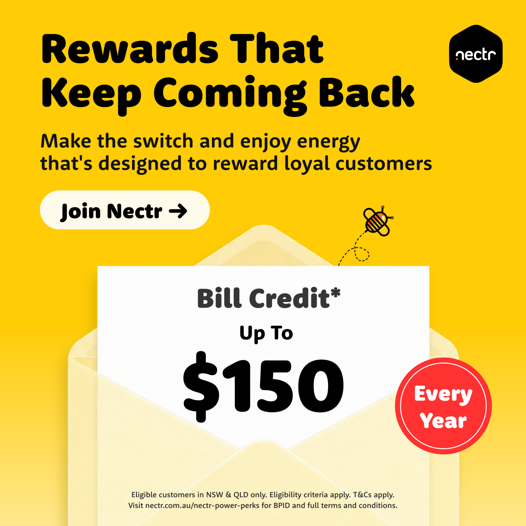 Nectr Facebook ad: Energy Extras With Nectr Power Perks