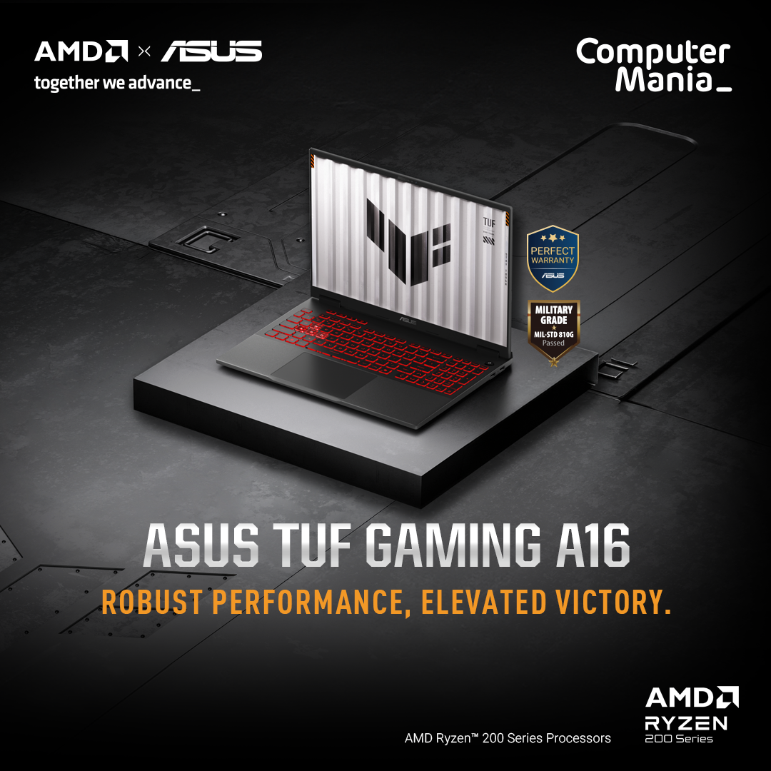 Computer Mania Facebook ad: ASUS | TUF A16 | 16 2.5K WQXGA | AMD Ryzen 9 | 16GB DDR5…