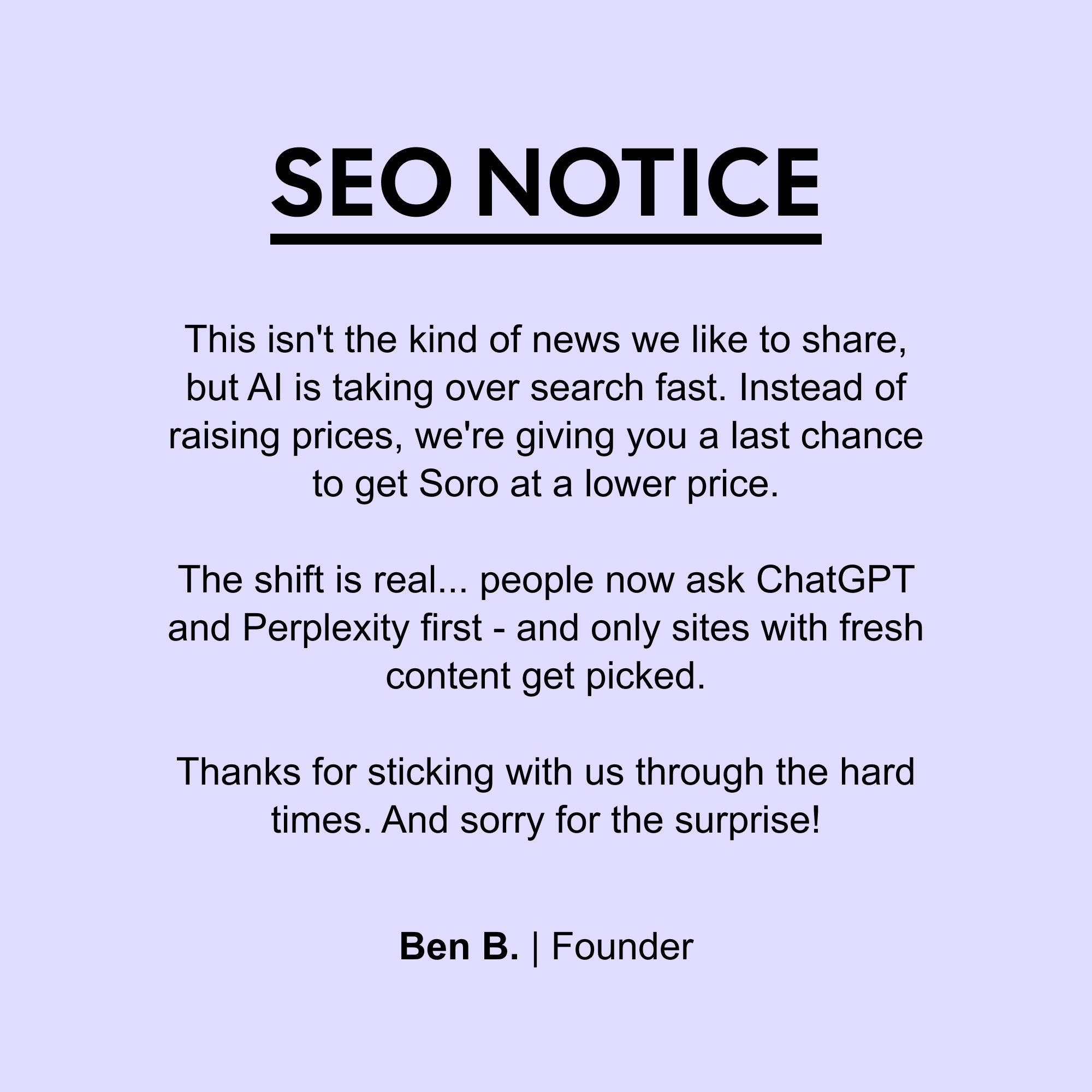 Soro SEO Facebook ad